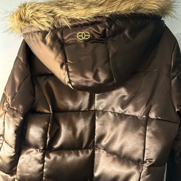 Women’s Red by Marc Ecko Fur Hood Puffer Long Coat - Picture 3 of 4